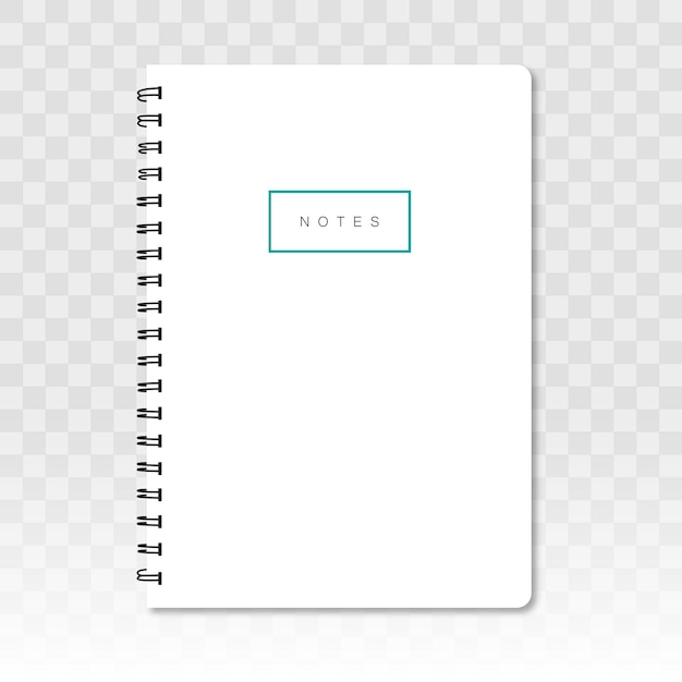 Caderno em branco com sombra em um fundo transparente