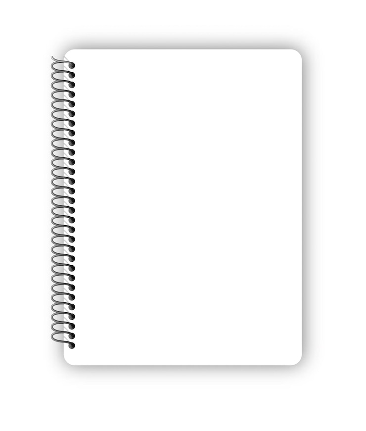 Vetor caderno em branco de vetor espiral de metal realista isolado no branco