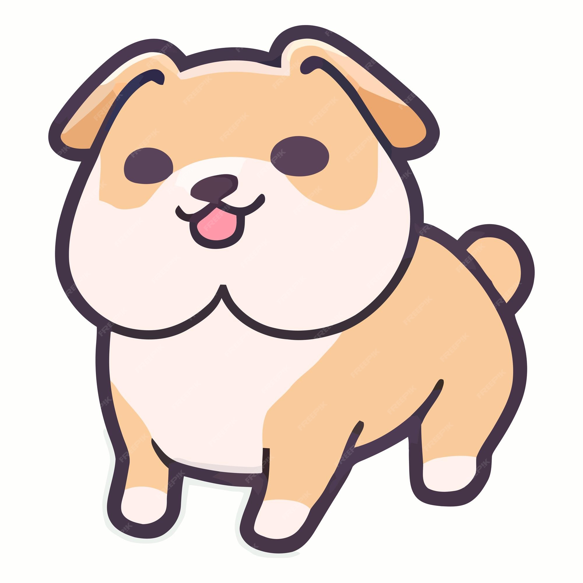 cão kawaii colorido em belo estilo em fundo branco. ilustração