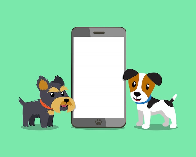 Vetor cães com smartphone