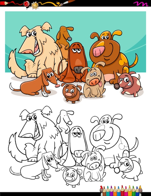 Cães de desenhos animados para colorir