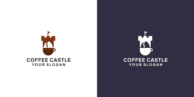 Café com design de logotipo de castelo