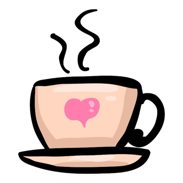 Café com o ícone do doodle do amor