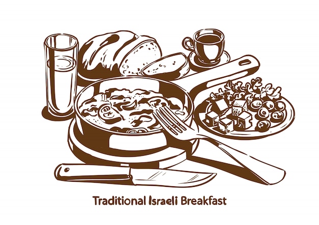 Café da manhã israelense tradicional