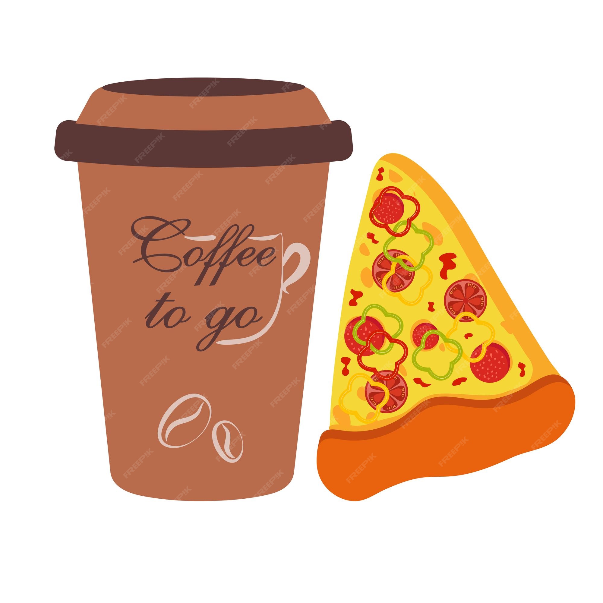 Café e pizza café da manhã rápido desenho vetorial de café para