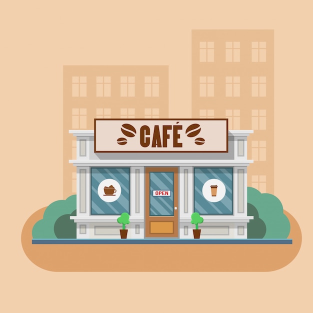 Cafe edifício ilustração vetorial