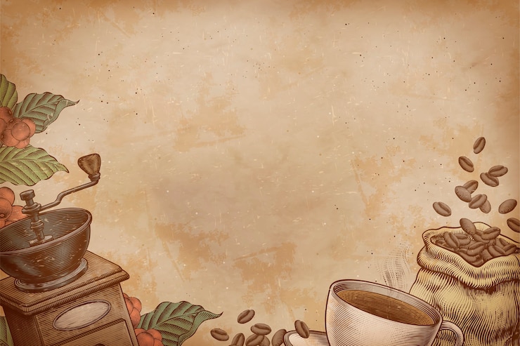 Vetor café gravado e fundo de objetos relacionados em textura de papel kraft