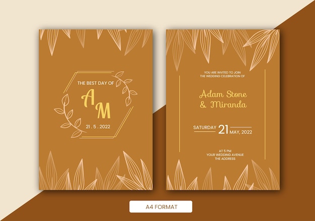 café marrom folhas convite de casamento vintage