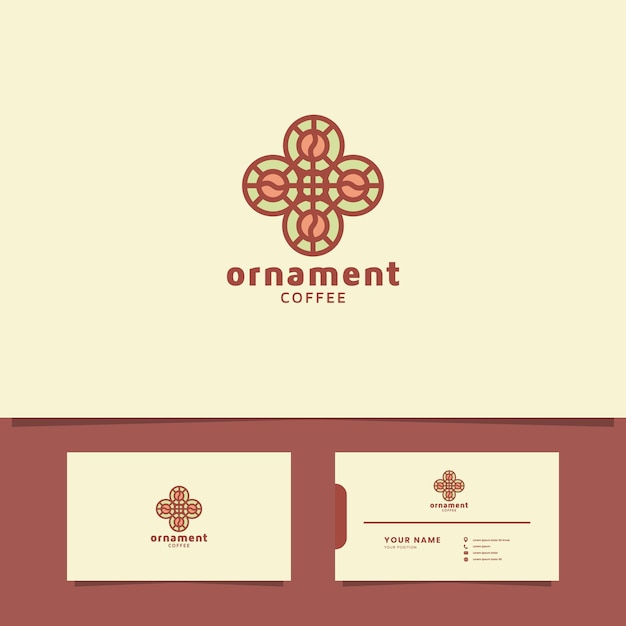 Café ornamental e design de logotipo estrela