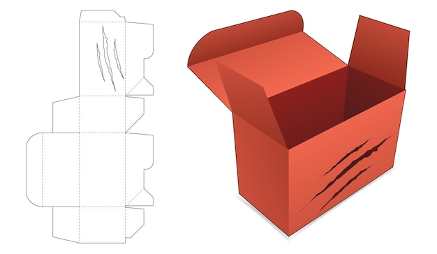 Caixa com estêncil arranhões de garra modelo cortado