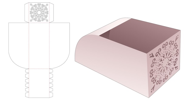 Caixa curva de chanfro com molde de mandala recortado