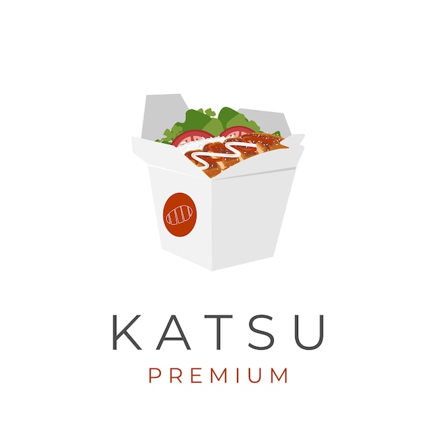 Vetor caixa de arroz katsu ilustração vetorial logotipo