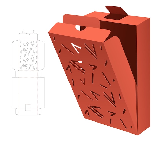 Caixa de embalagem com modelo de corte e vinco de padrão memphis estampado e maquete 3d
