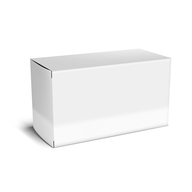 Caixa de embalagem de papelão em branco branco transparente realista para branding