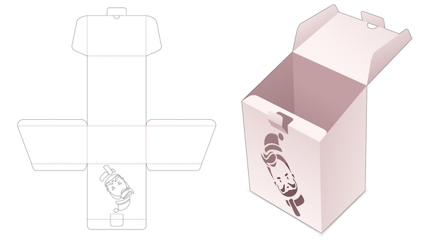 Caixa de embalagem inclinada com modelo de homem de natal estampado