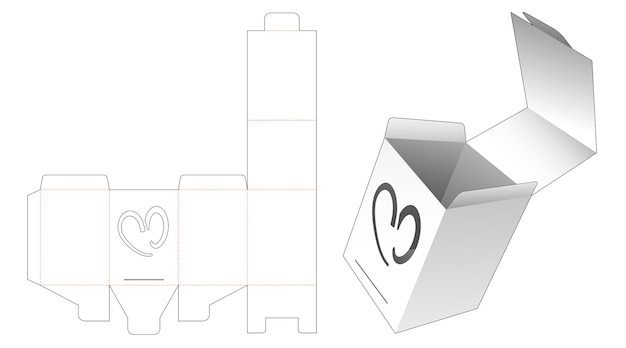Caixa de embalagem tipo flip com molde de janela em formato de coração oculto