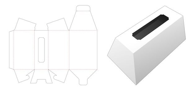 Caixa de embalagem trapézio com molde de janela cortada