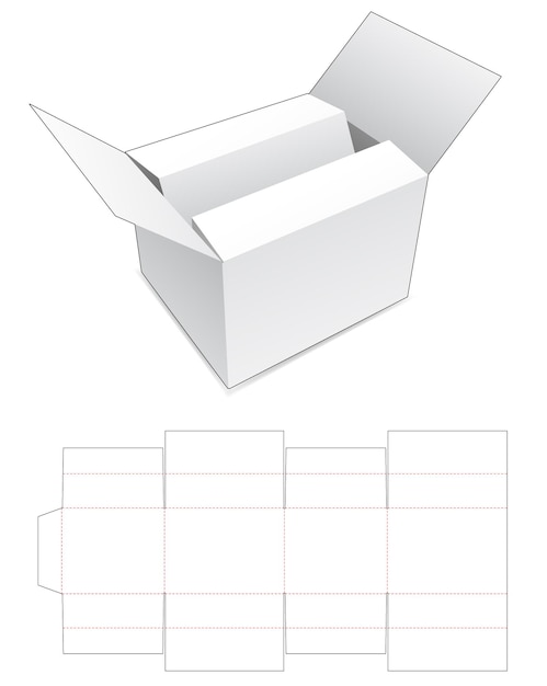 Caixa de embrulho dobrada com modelo de corte e vinco de suporte de inserção