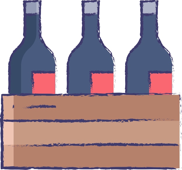 Caixa de garrafa de vinho mão desenhada ilustração vetorial