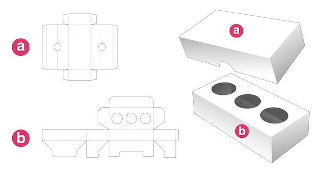 Caixa de inserção com molde de tampa cortada
