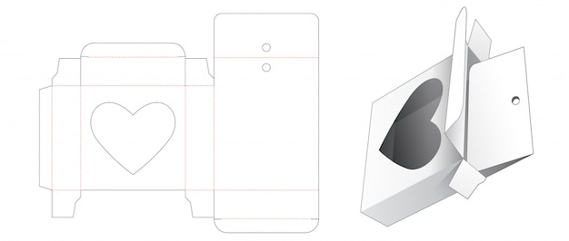 Caixa de lata de cosméticos com modelo de janela de coração cortado