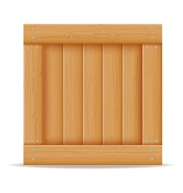 Caixa de madeira para entrega e transporte de mercadorias em madeira. ilustração dos desenhos animados isolada no fundo branco