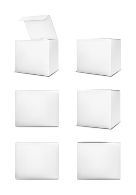Vetor caixa de papel em branco no fundo branco