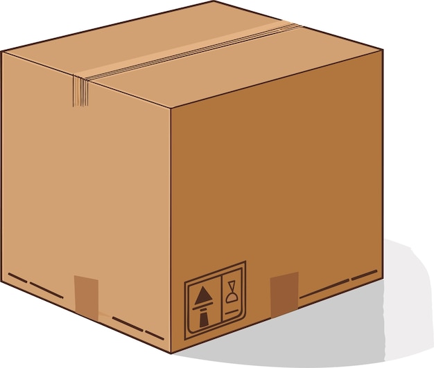 Vetor caixa de papelão isolada na ilustração vetorial de fundo branco