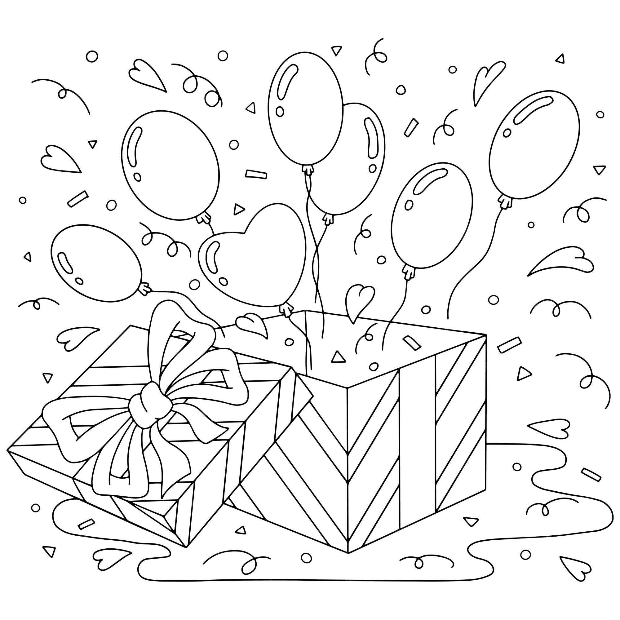 caixa de presente com bolinhas e desenho de arco. contorno de ilustração de  presente de natal ou aniversário. planilha de atividade imprimível de  página de livro para colorir para crianças. 11481074 Vetor