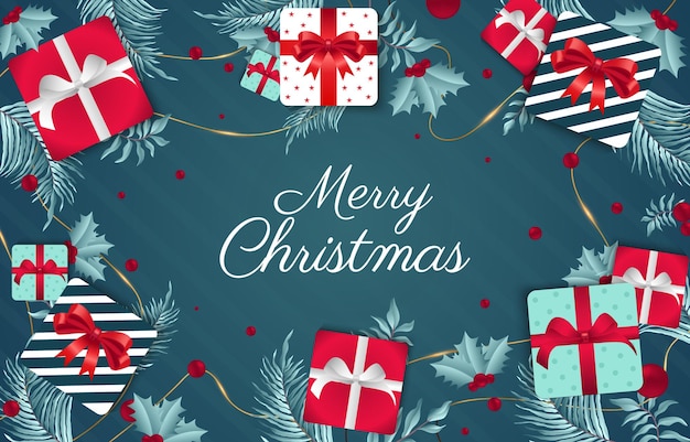 Caixa de presente de Natal Fonte Folha Azul