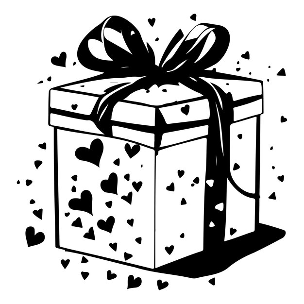 Vetor caixa de presente desenho desenho de esboço de símbolo de valentine
