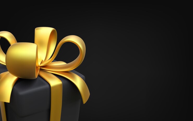 Vetor caixa de presente feriado banner preto presente para cartão de natal e ano novo