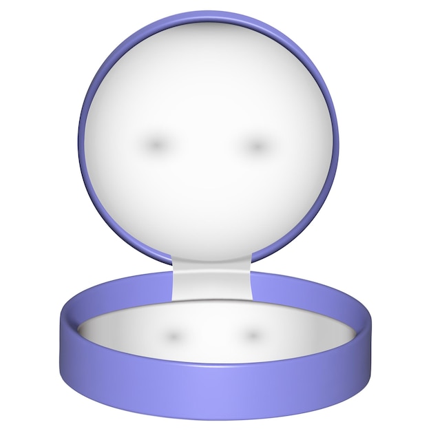 Caixa de presente redonda de veludo azul para joias. imagem 3d em um fundo branco.