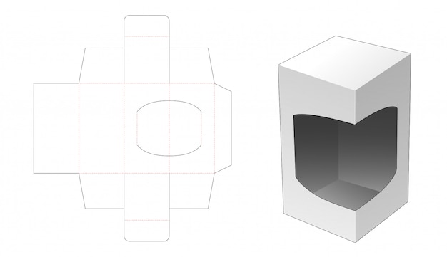 Caixa de varejo de 1 peça com design de modelo de corte e suporte