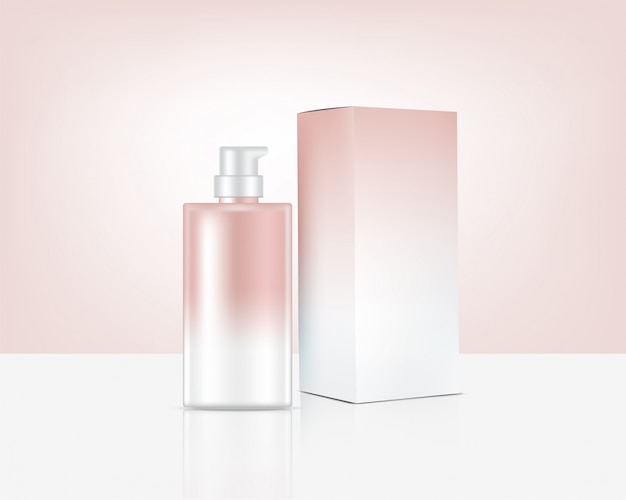 Caixa e cosmética realista de ouro rosa para produtos para a pele