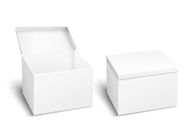 Caixa em branco. Recipiente vazio, design de embalagem, objeto de modelo, papelão de embalagem