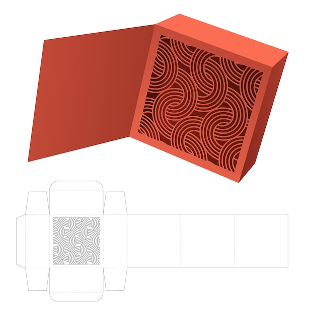 Caixa flip de papelão com modelo de janela de padrão curvo escondido escondido