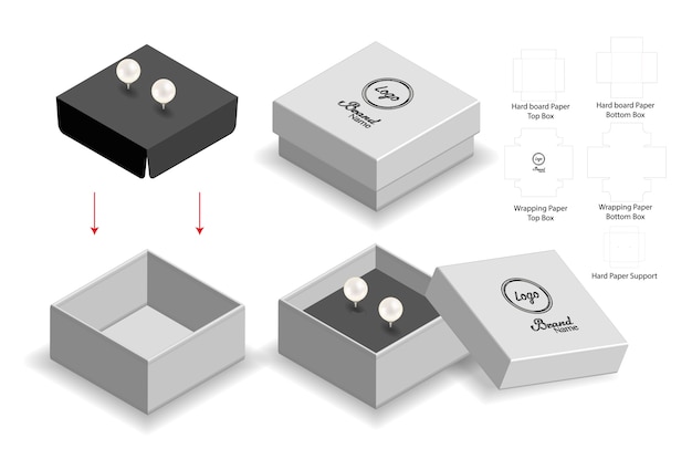 Caixa rígida para brinco maquete com dieline