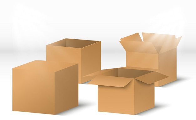 Caixas de papelão 3D para entrega recipientes de papel isométricos