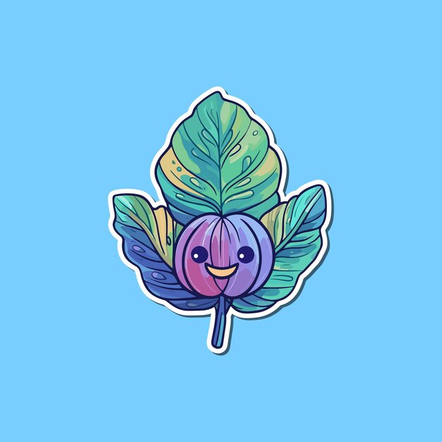 Vetor calathea adesivo kawaii ilustração de desenho animado