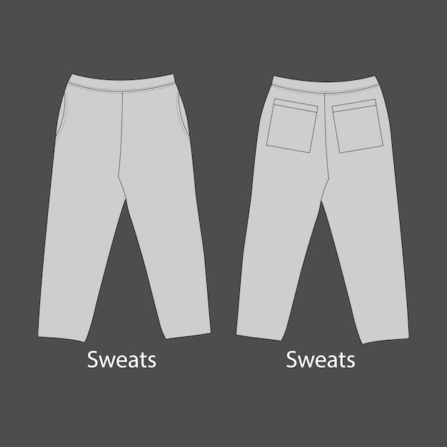 Vetor calça de moletom masculina sweat pant modelo de esboço plano de moda ilustração técnica de moda jogger cad