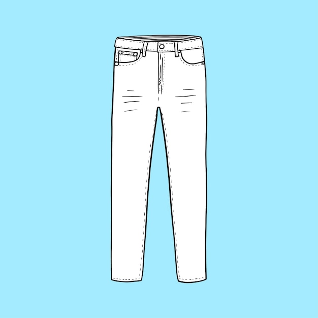 Vetor calça jeans desenho ilustração preto e branco