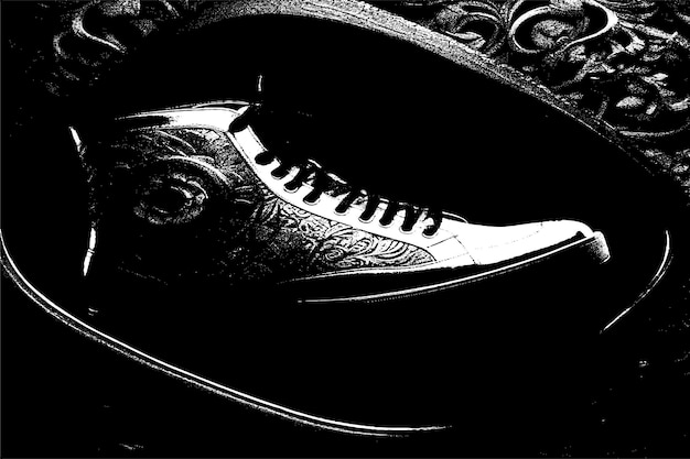 Calçado de textura preta e branca ilustração vetorial imagem sobreposição monocromática textura de fundo grunge