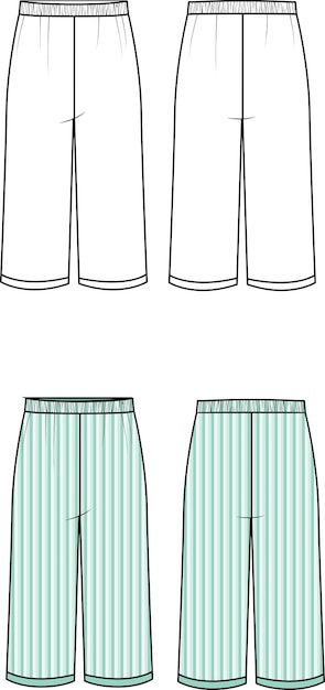 Vetor calças compridas ilustração vetorial esboço plano design de moda