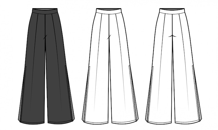 Vetor calças para senhoras moda modelo plano