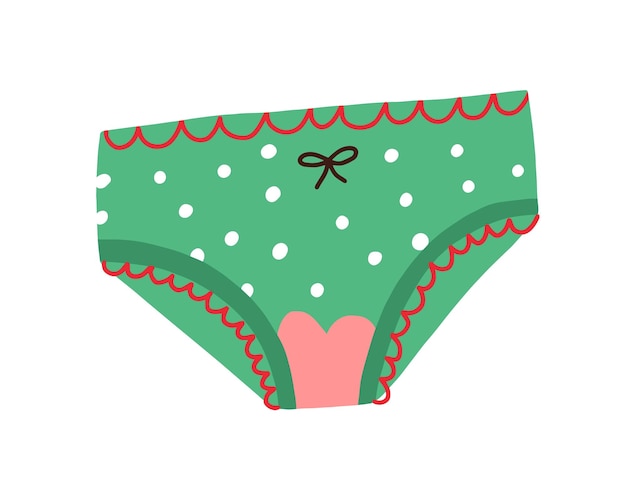 Vetor calcinha com mancha de sangue da menstruação. primeiro período menstrual, conceito de menarca. roupa interior feminina após sangramento vaginal. menstruação em roupas íntimas. ilustração em vetor plana isolada no fundo branco.