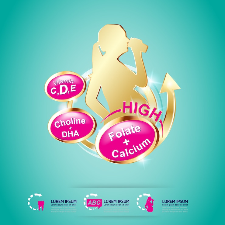 Vetor cálcio omega e vitaminas logo products for kids vector