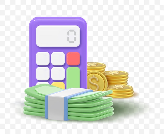 Calculadora de ícones 3D Conceito de gestão financeira