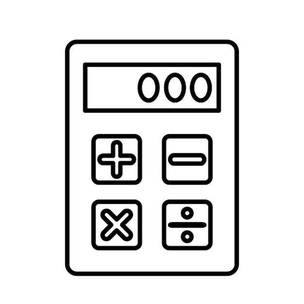 Vetor cálculo da calculadora calcular ícone de linha vetor de contorno