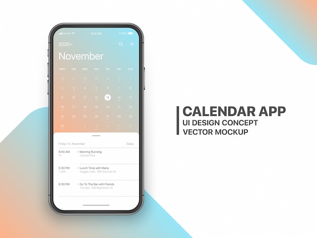 Calendar App Concept - página de novembro